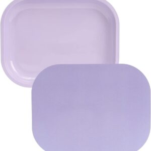 HOKirin Metal Tray with Soft Magnetic Lid, Small Blank Tray with Spill Proof Cover,Cute Purple Tray,Perfect for Home and On-The-Go,7” x 5.5” x 0.6”