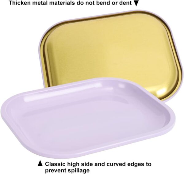 HOKirin Metal Tray with Soft Magnetic Lid, Small Blank Tray with Spill Proof Cover,Cute Purple Tray,Perfect for Home and On-The-Go,7” x 5.5” x 0.6” - Image 3