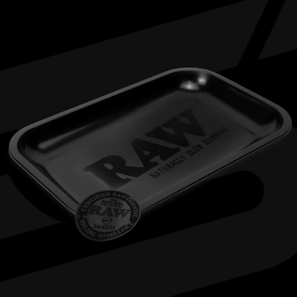 RAW Matte Black Murder'd Cigarette Rolling Tray | Size - Small | Elegant and Sleek Black on Black Finish with Smooth Rounded Edges - Image 2