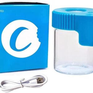 Led Transparent Glass Seal Storage Jar, Light-Up Magnifying Glass Ornamental Glass Bottle (Blue)