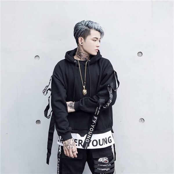 DUDHUH Mens Hoodie Fashion Pullover Letter Print Tracksuit Techwear Casual Coat Hip-Hop Sweatshirt - Image 5