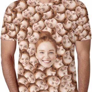 Custom Faces T-Shirt for Men, Customized Funny Picture Shirts for Dad Husband Boyfriend, Personalized Tee Great Gift