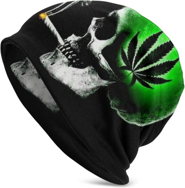 Unisex Beanie Caps 3D Green Marijuana Leaf Weed Smoking Skull Knit Hat Skull Cap Winter Summer Warm Womens Mens Hats