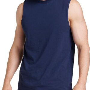 Russell Athletic Men's Dri-Power Cotton Blend Sleeveless Muscle Shirts, Moisture Wicking Odor Protection UPF 30+, Sizes S-4X