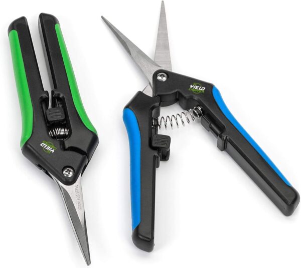 Hydroponic 2Pack Microtip Straight blade/Curved Blade Flower Leaf Trimmer Pruning Shears by Yieldcropper - Image 3