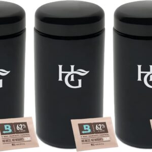 Herb Guard - 1 Oz Airtight Jar & Container [3 Pack] (500 ml) Airtight Ultraviolet Protection Keeps Goods Fresh for Months