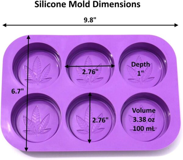 PJ BOLD Marijuana Leaf Silicone Soap Mold Tray, 2 Pack, 12 Cavities - Image 2