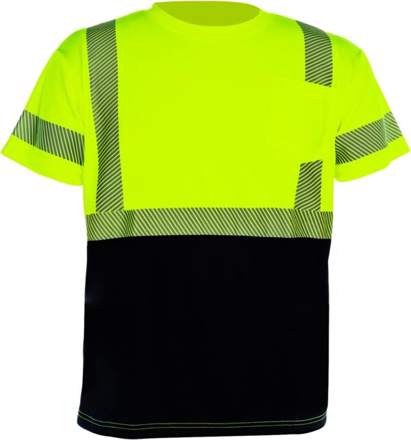 Hi Vis Reflective Safety Shirts for Men ANSI Class 2 High Visibility Construction Work T Shirt(Yellow,XL) - Image 2