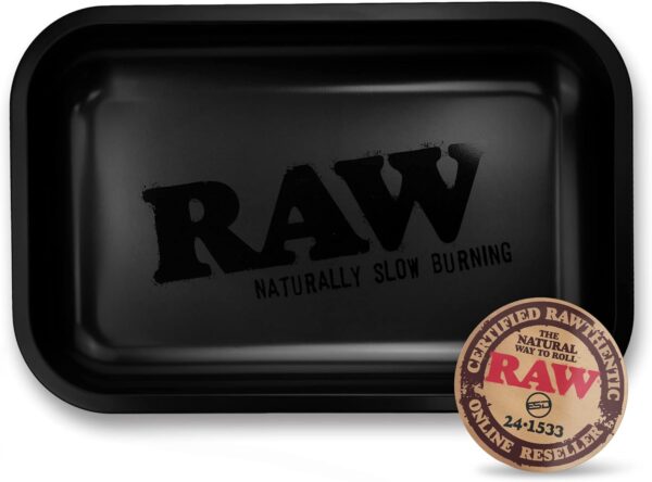 RAW Matte Black Murder'd Cigarette Rolling Tray | Size - Small | Elegant and Sleek Black on Black Finish with Smooth Rounded Edges - Image 3