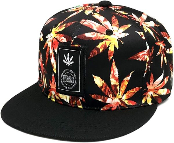 LOCOMO Men Women Baseball Cap Marijuana Pot Leaf Weed Cannabis Embroidered Hat Trucker Hat Snapback Brim