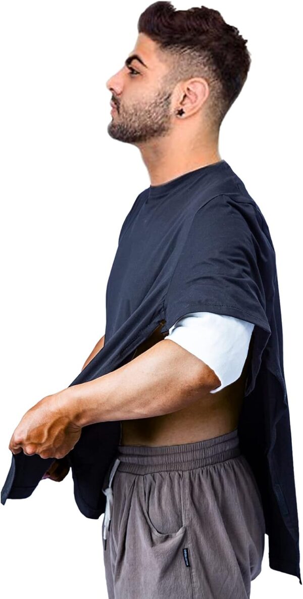 Uni-Sex Post Shoulder Surgery Shirt & Rehab Shirt with Stick On Fasteners, Convenient and Quick (X-Large, Black) - Image 5