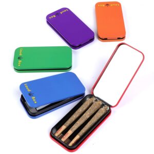 Loud Box 5 Pack Colorful Metal King Sized pre roll Cone Holder, Cigarette Tube, and Cigarette case, Holds 3 pre Rolled Cones, Convenient Smoking Accessories