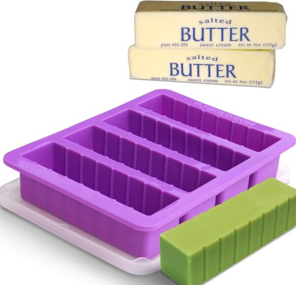 PJ BOLD Silicone Butter Mold Tray with Lid, Purple