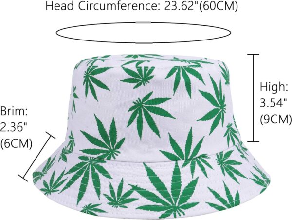DOCILA Fashion Women's White Bucket Hat Men's Foldable Green Leaf Print Sunshade Cap Two Sided Travel Fisherman Hat - Image 3