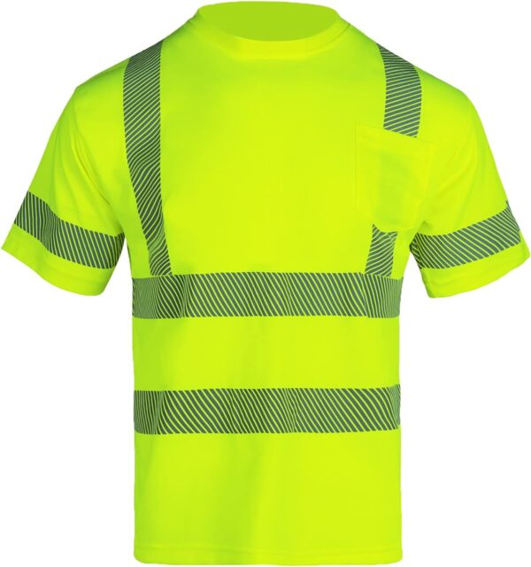 FONIRRA Hi Vis Safety T Shirts for Men Class 2 ANSI Reflective High Visibility Short Sleeves Work Shirt