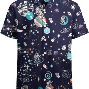 HUGLAZY 80s 90s Outfit Hawaiian Shirt for Men Big and Tall Short Sleeve Button Down Shirts Funny Party Outfit