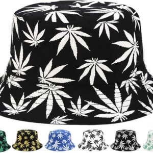 INOGIH Reversible Bucket-Hat Marijuana-Cannabis Weed Foldble Fisherman Hat Packable