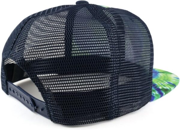 Trendy Apparel Shop Tie Dye Printed Mesh Back Flat Bill Snapback Cap - Image 3
