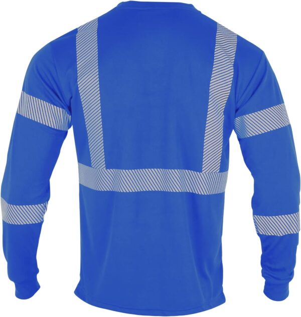 FONIRRA Safety Reflective High Visibility T Shirts for Men with Long Sleeve Construction Work Shirts ANSI Class 3(Blue,XL) - Image 4