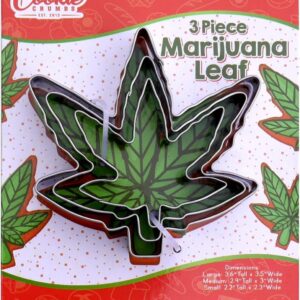 Marijuana Cannabis Shaped (Pot Leaf), Cookie Cutter Set, 3 Piece, Premium Food-Grade Stainless Steel, Dishwasher Safe (1 Pack)