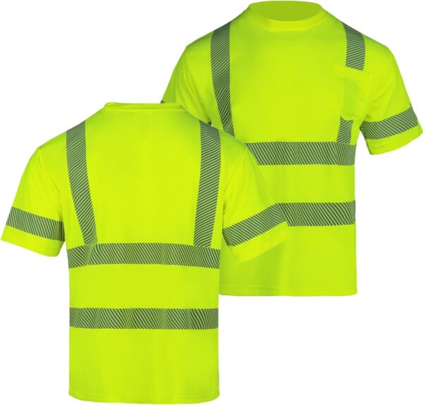 FONIRRA Hi Vis Safety T Shirts for Men Class 2 ANSI Reflective High Visibility Short Sleeves Work Shirt - Image 2