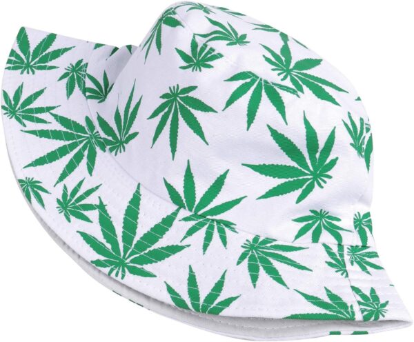 DOCILA Fashion Women's White Bucket Hat Men's Foldable Green Leaf Print Sunshade Cap Two Sided Travel Fisherman Hat - Image 6