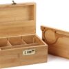 OZCHIN Large Bamboo Box with Combination Lock Decorative box for Home Locking Storage Bamboo Box (Nature)