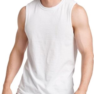 Russell Athletic Men's Dri-Power Cotton Blend Sleeveless Muscle Shirts, Moisture Wicking Odor Protection UPF 30+, Sizes S-4X