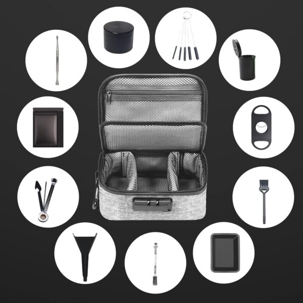 Egooz Large Smell Proof Stash Bags with 11 items - Waterproof Smell Proof Containers Case for Travel and Home, Kitchen Smell Proof Box for Storing Your Products, Grey - Image 2