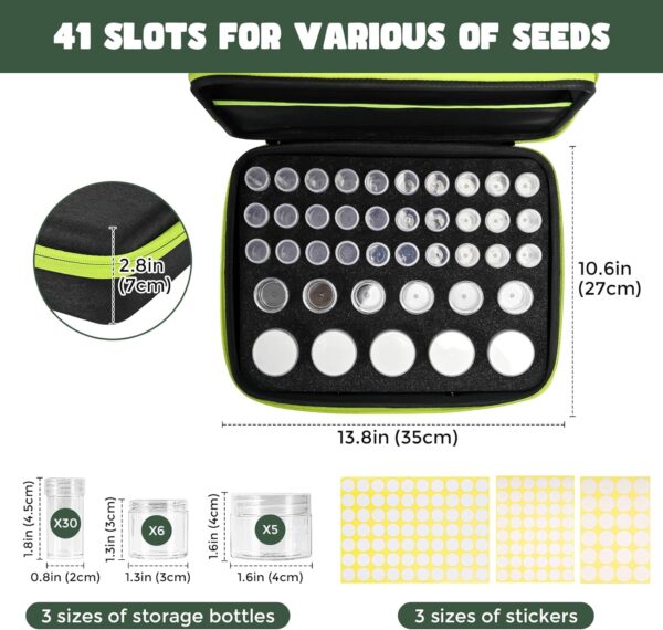 ProCase 41 Slots Seed Storage Organizer Sorter Box, Sturdy Seed Bank Saving Kit Container for Garden Vegetable Plant Flower, Seed Keeper Set with Label Stickers Funnel 3 Size of Bottles 1 oz 3 oz 5 oz - Image 2