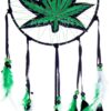 Marijuana Leaf Pot Weed Embroidered Dream Catcher (16 Inches Long)