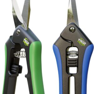Hydroponic 2Pack Microtip Straight blade/Curved Blade Flower Leaf Trimmer Pruning Shears by Yieldcropper