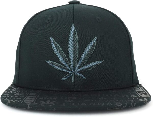 Trendy Apparel Shop Rasta Marijuana Leaf Weed 3D Embroidered Flat Bill Snapback Cap - Image 2