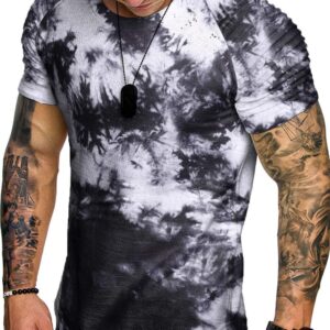 COOFANDY Men's Muscle T-Shirt Pleated Raglan Sleeve Bodybuilding Gym Tee Short Sleeve Fashion Workout Shirts Hipster Shirt