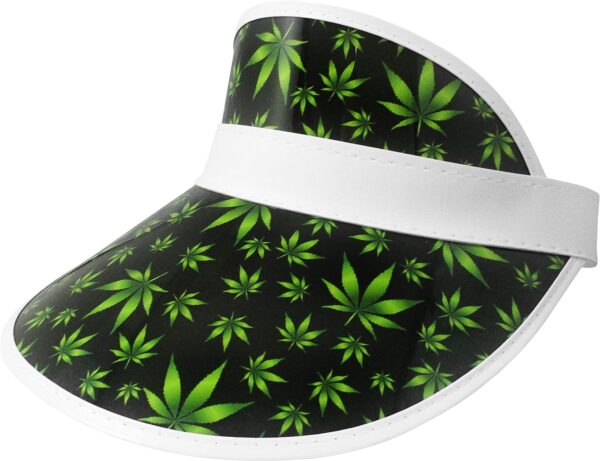 Nicky Bigs Novelties Adult Cannabis Leaf Print Sun Visor Hats Marijuana Cap Sun Protection Outdoor, One Size