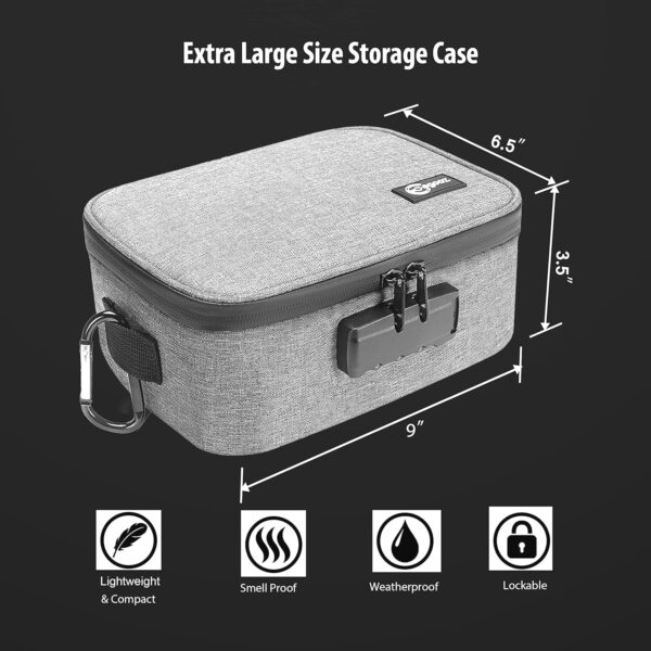 Egooz Large Smell Proof Stash Bags with 11 items - Waterproof Smell Proof Containers Case for Travel and Home, Kitchen Smell Proof Box for Storing Your Products, Grey - Image 3