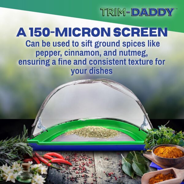 Trim-Daddy Trim Tray Bin | Trimming Pollen Sieve Sifter Trimmer Trays with 150 Micron Screen | Protective Cover | 2 Scissors | Magnifying Glass | Pollen Brush - Image 6