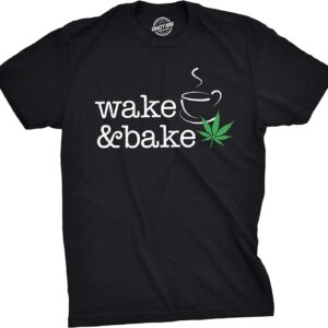 Mens Wake and Bake Tshirt Funny Morning Marijuana Legalization Tee for Guys