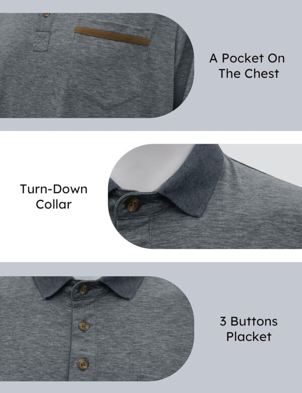 Men's Casual Polo Shirts Classic Button Basic Short Sleeve Shirt Solid Color Tees Golf Stylish Tops - Image 4