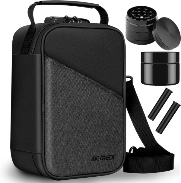 IDEATECH Smell Proof Bag Stash Box, Smell Proof Containers with Combo Lock, Odorless Travel Storage Bag, Home Organizer Case Lock Box with Accessories, Smell Proof Box Gift for Women/Men