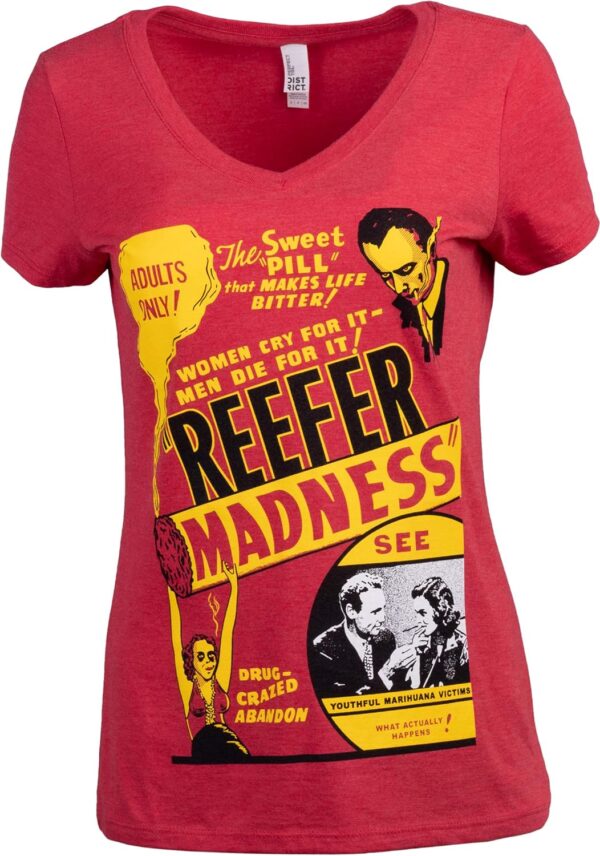 Devil's Harvest (1942 Poster) | Funny Absurd Vintage Drug War Marijuana Weed Pot Propaganda Women's V-Neck T-Shirt