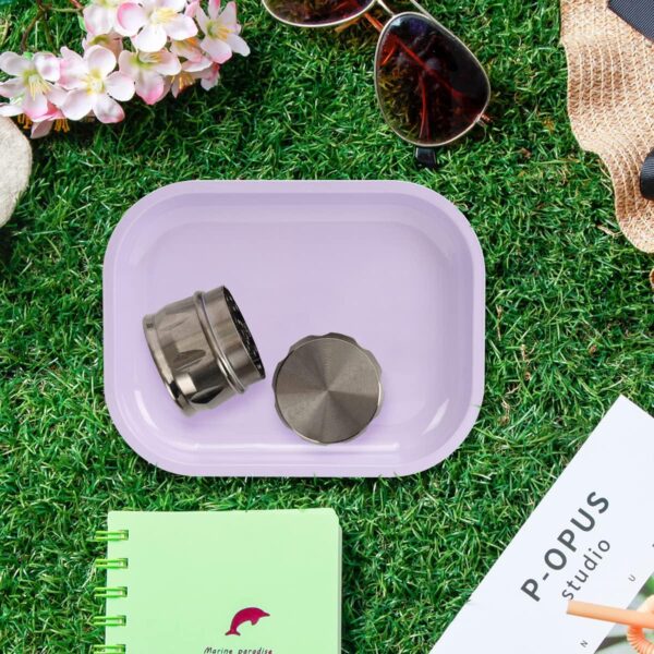HOKirin Metal Tray with Soft Magnetic Lid, Small Blank Tray with Spill Proof Cover,Cute Purple Tray,Perfect for Home and On-The-Go,7” x 5.5” x 0.6” - Image 6