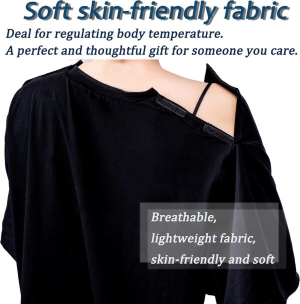 Uni-Sex Post Shoulder Surgery Shirt & Rehab Shirt with Stick On Fasteners, Convenient and Quick (X-Large, Black) - Image 3