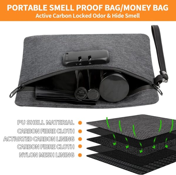 IDEATECH Smell Proof Bag, Dog-Tested Smell Proof Containers with Lock, Smell Proof Stash Bag, Money Safe Organizer, Odor Proof Case Storage Bags for Your Accessories, Smell Proof Pouch Gifts - Image 3