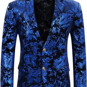 Cloudstyle Men's Dress Floral Suit Notched Lapel Slim Fit Stylish Blazer Dress Suit