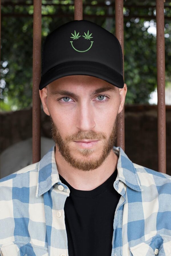ALLNTRENDS Trucker Hat Weed Smile Snapback 420 Cap - Image 2