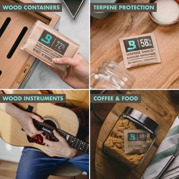 Boveda 62% RH Size 8-10 Pack Two-Way Humidity Control Packs - For Storing 1 oz - Moisture Absorber for Small Storage Containers - Humidifier Packs - Hydration Packets w/Resealable Bag - Image 8