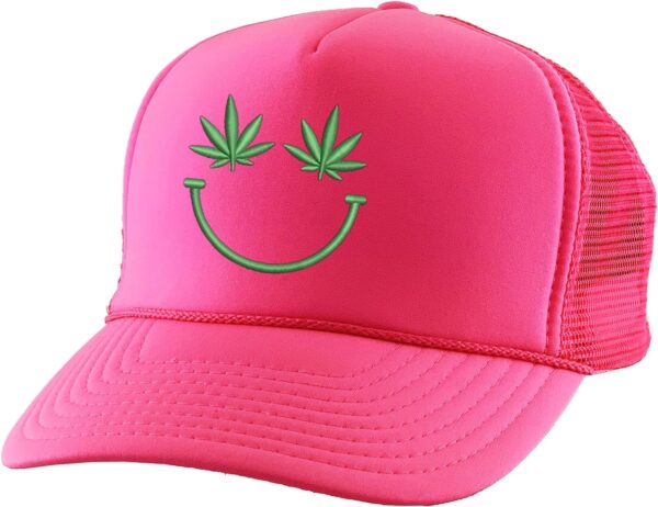 ALLNTRENDS Trucker Hat Weed Smile Snapback 420 Cap