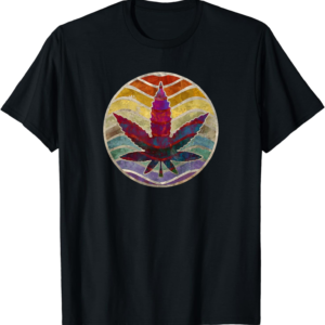 Retro Design of Marijuana Leaf. Cannabis Weed. T-Shirt