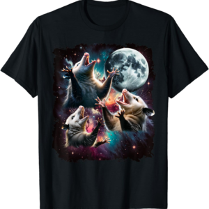 Three Opossum Moon | 3 Possum Moon Funny Weird Cursed Meme T-Shirt